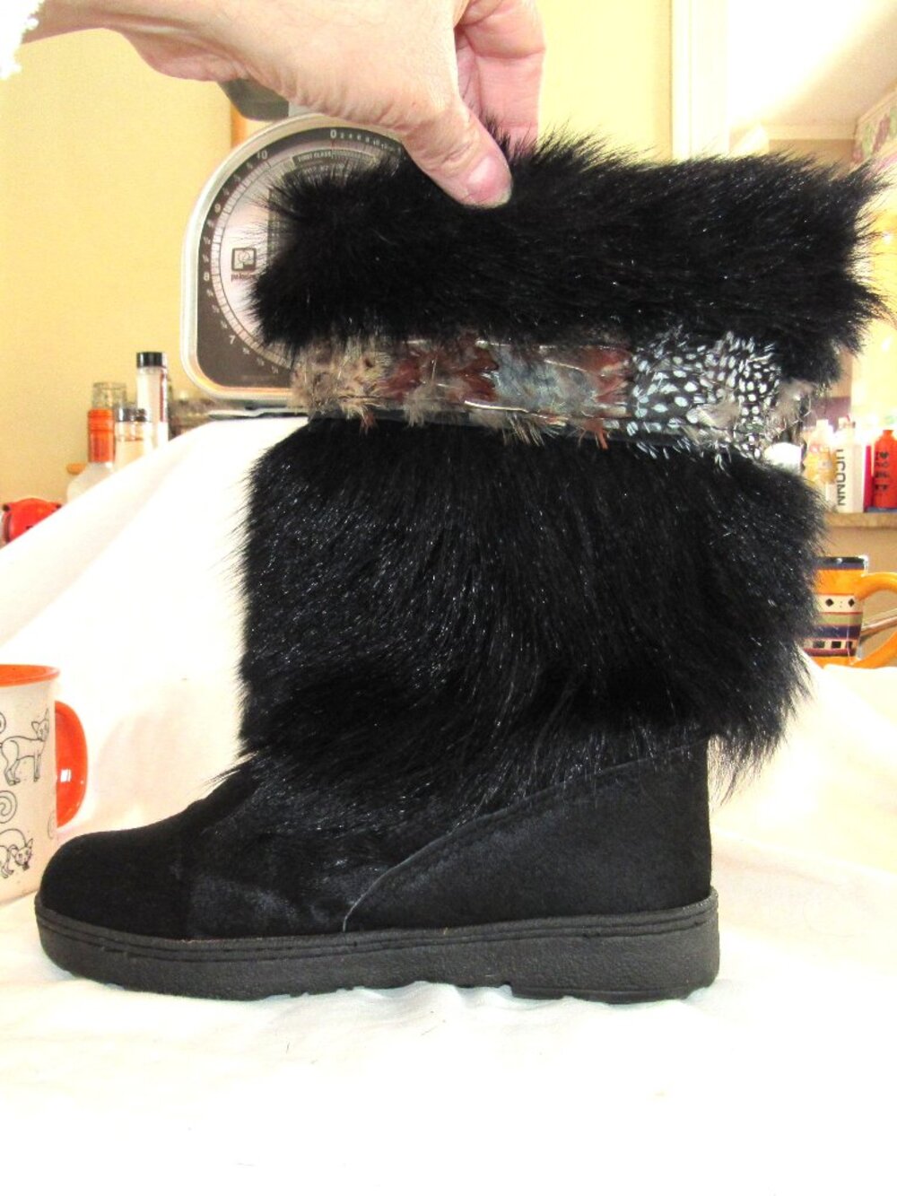 Bearpaw Kola II Sheepskin Black Goat Fur Women’s Winter Snow Lined Boots Size 9 - Picture 7 of 13